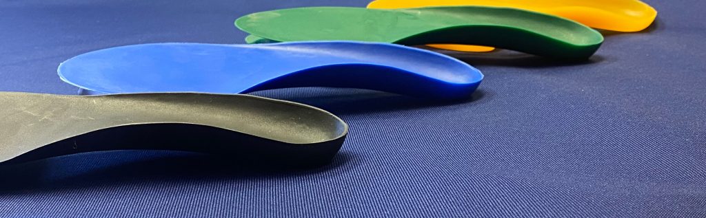 Plastic injection moulded insoles, various colours